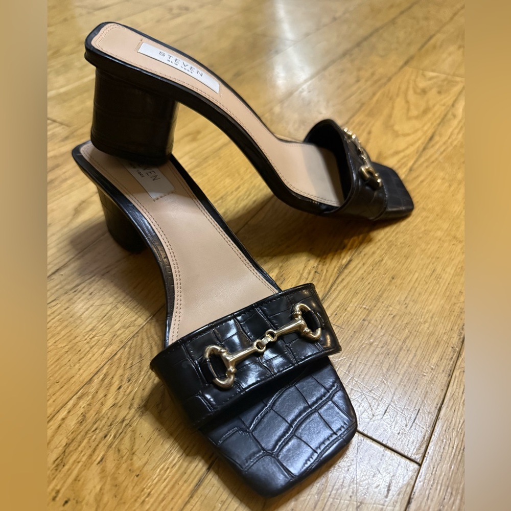 Steve Madden Black Croc Mules